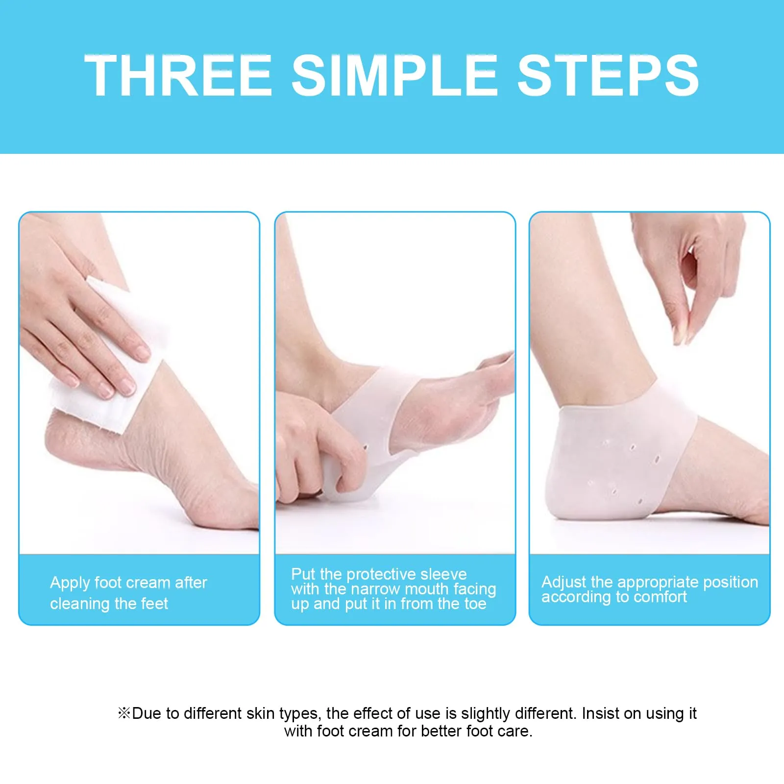 2 pairs of silicone heel protection, gel heel protection, heel socks, gel heel protection, heel socks for heel pain, dry cracked heel, transparent color