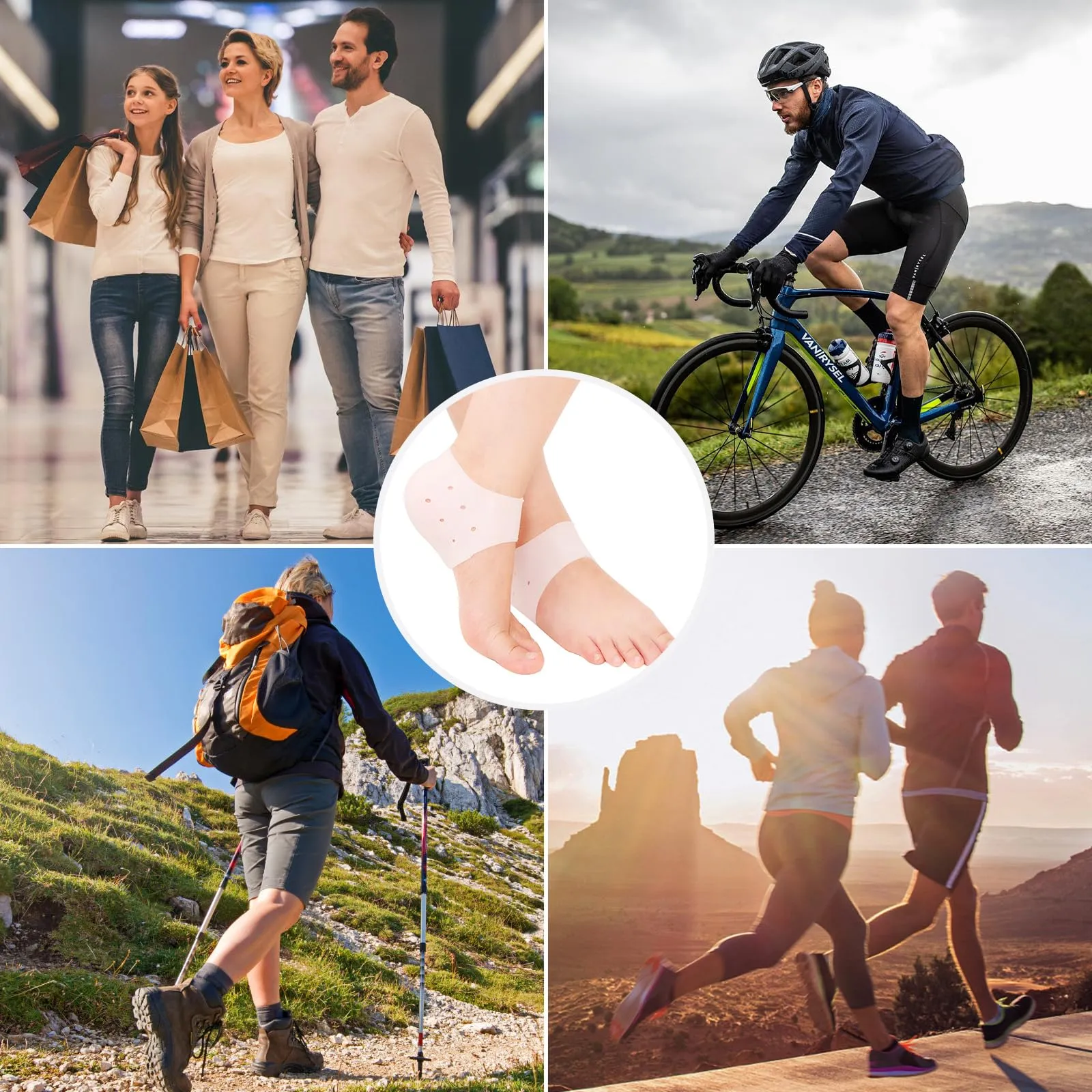 2 pairs of silicone heel protection, gel heel protection, heel socks, gel heel protection, heel socks for heel pain, dry cracked heel, transparent color