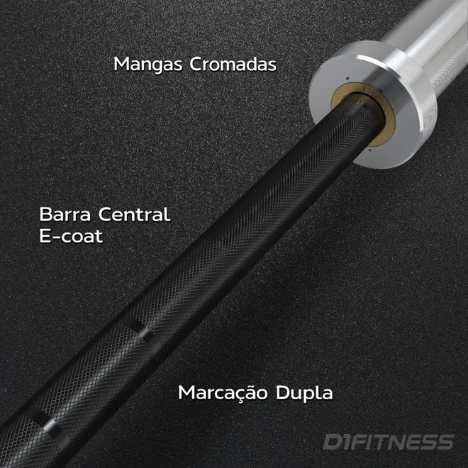 Barra Olímpica Feminina - Black E-Coat/Cromada