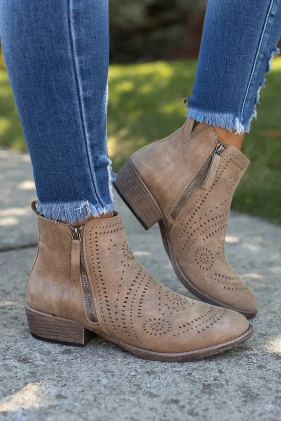 Beige Women's Ankle Boots Tooled Design by Very G Lisette