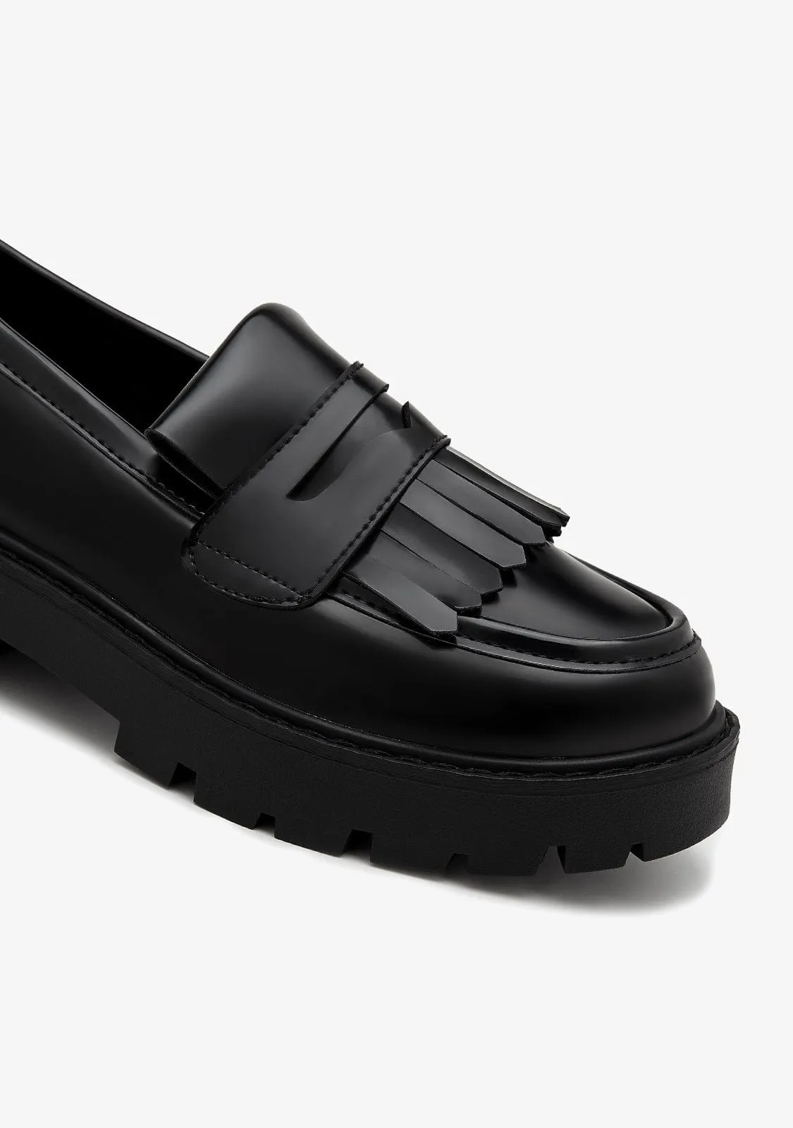 Black Fringe Loafers