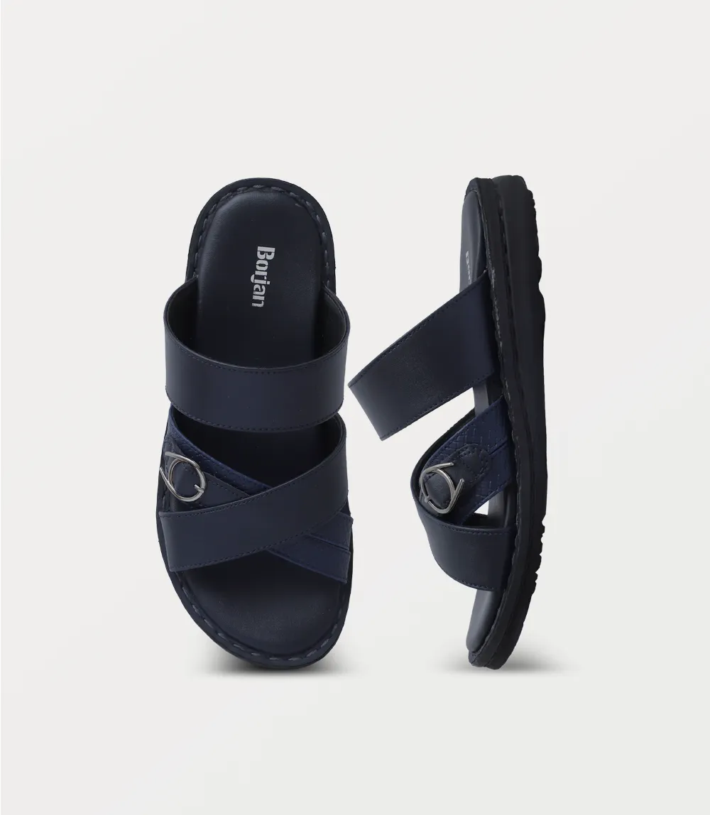 BM6849-NAVY-Men Slipper