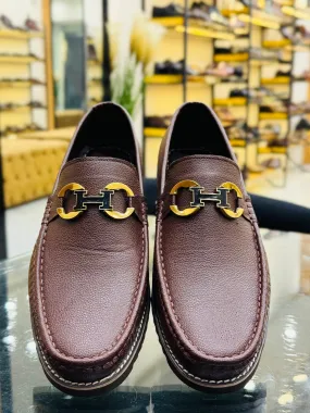 BROWN H CHUNKY LOAFERS