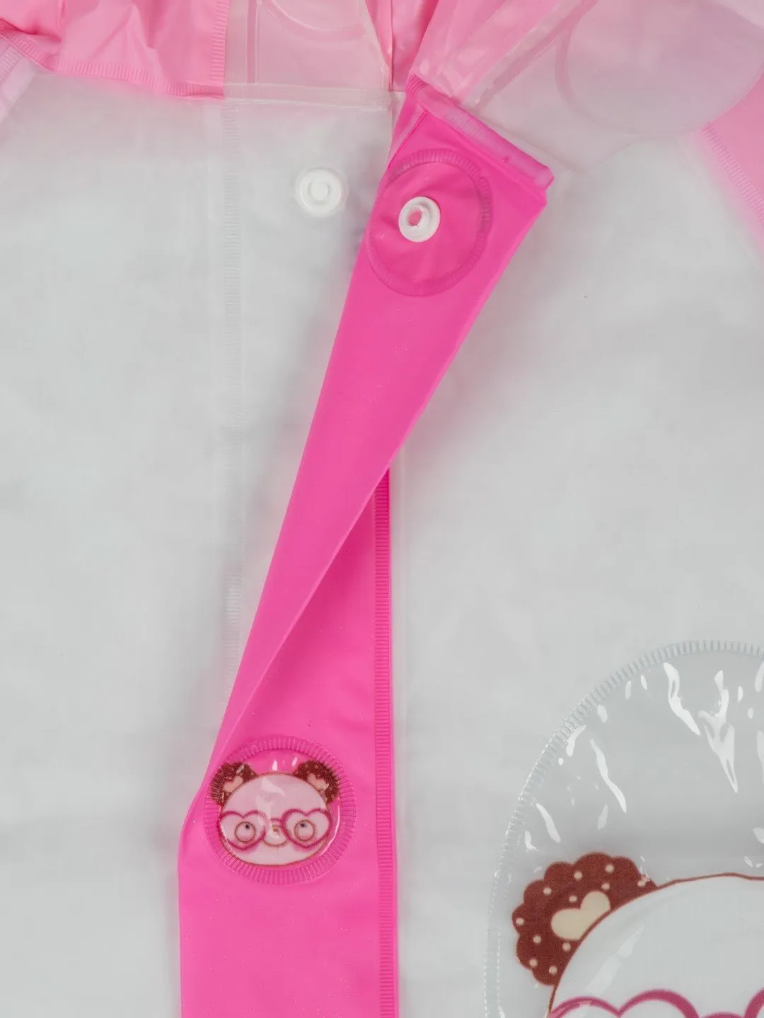 Charming Animal Themed Pink & Transparent Raincoat for Girls