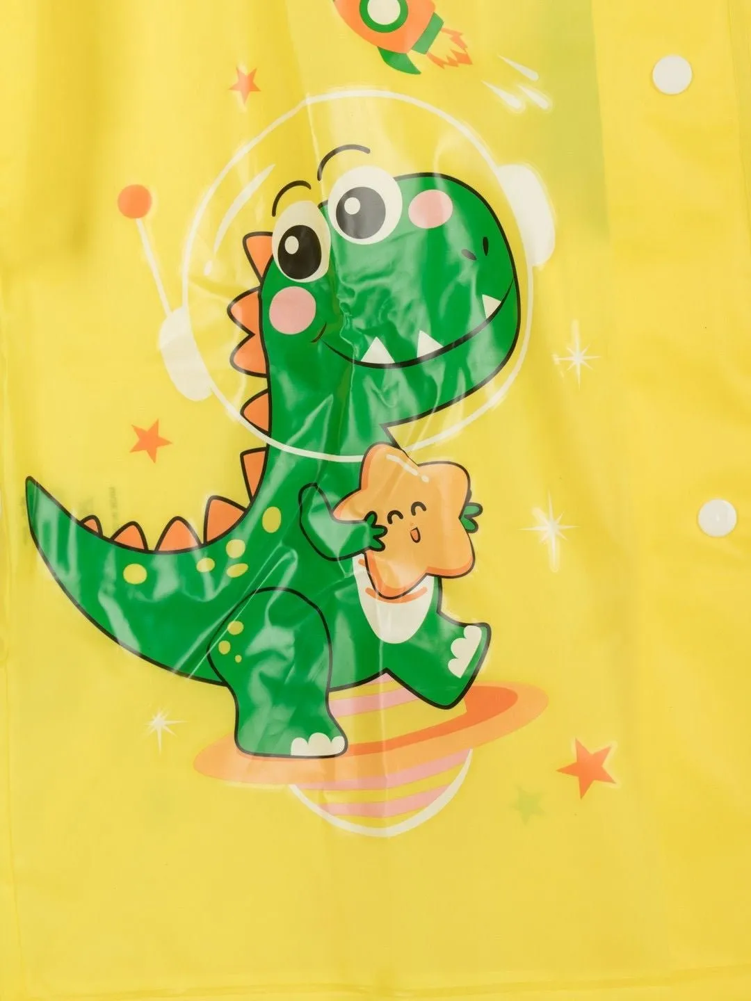 Cheerful Dinosaur-Themed Waterproof Raincoat for Boys in Vibrant Yellow