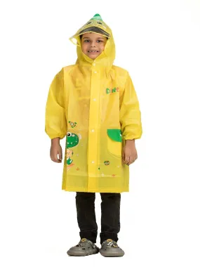 Cheerful Dinosaur-Themed Waterproof Raincoat for Boys in Vibrant Yellow