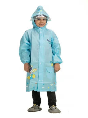 Cosmic Adventure Waterproof Raincoat for Boys in Sky Blue