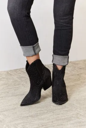 East Lion Corp Black Rhinestone Embellished Cowgirl Boots