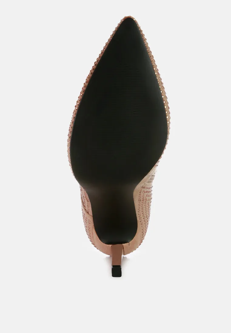 head on faux suede diamante ankle boots
