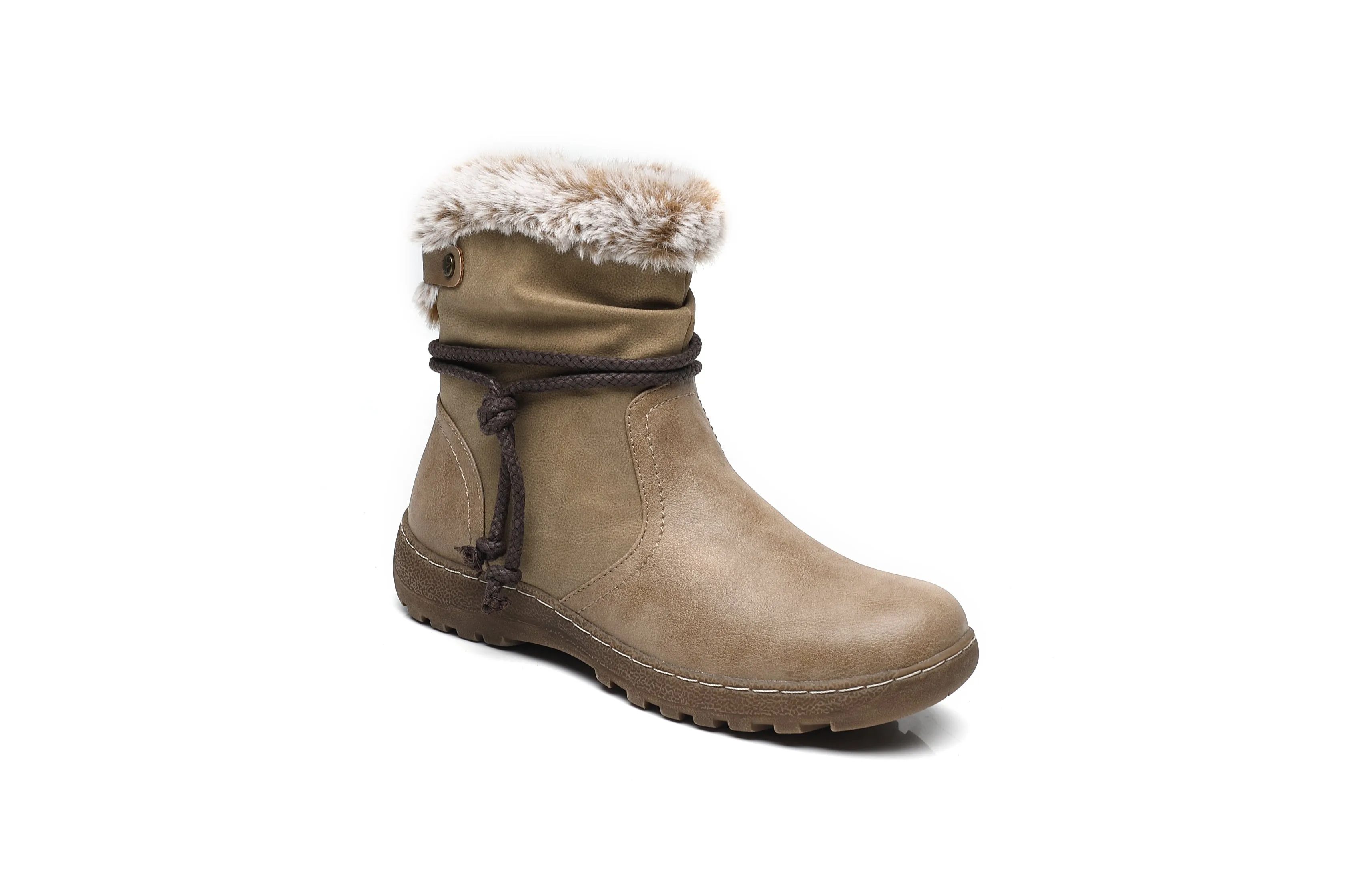 IVACHY Classic Ankle Boots- Soft Fur ankle curf- warm lining - insulated interior- slip resistant A2504