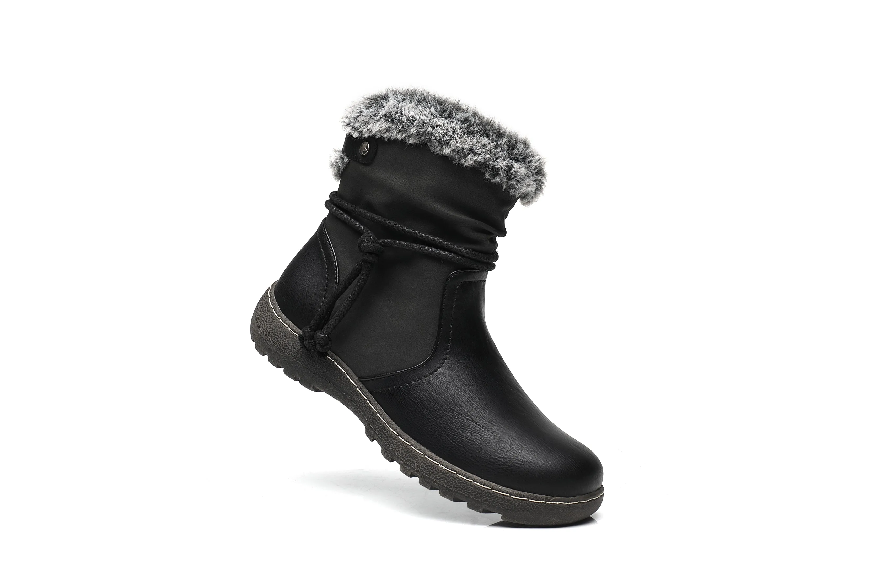 IVACHY Classic Ankle Boots- Soft Fur ankle curf- warm lining - insulated interior- slip resistant A2504
