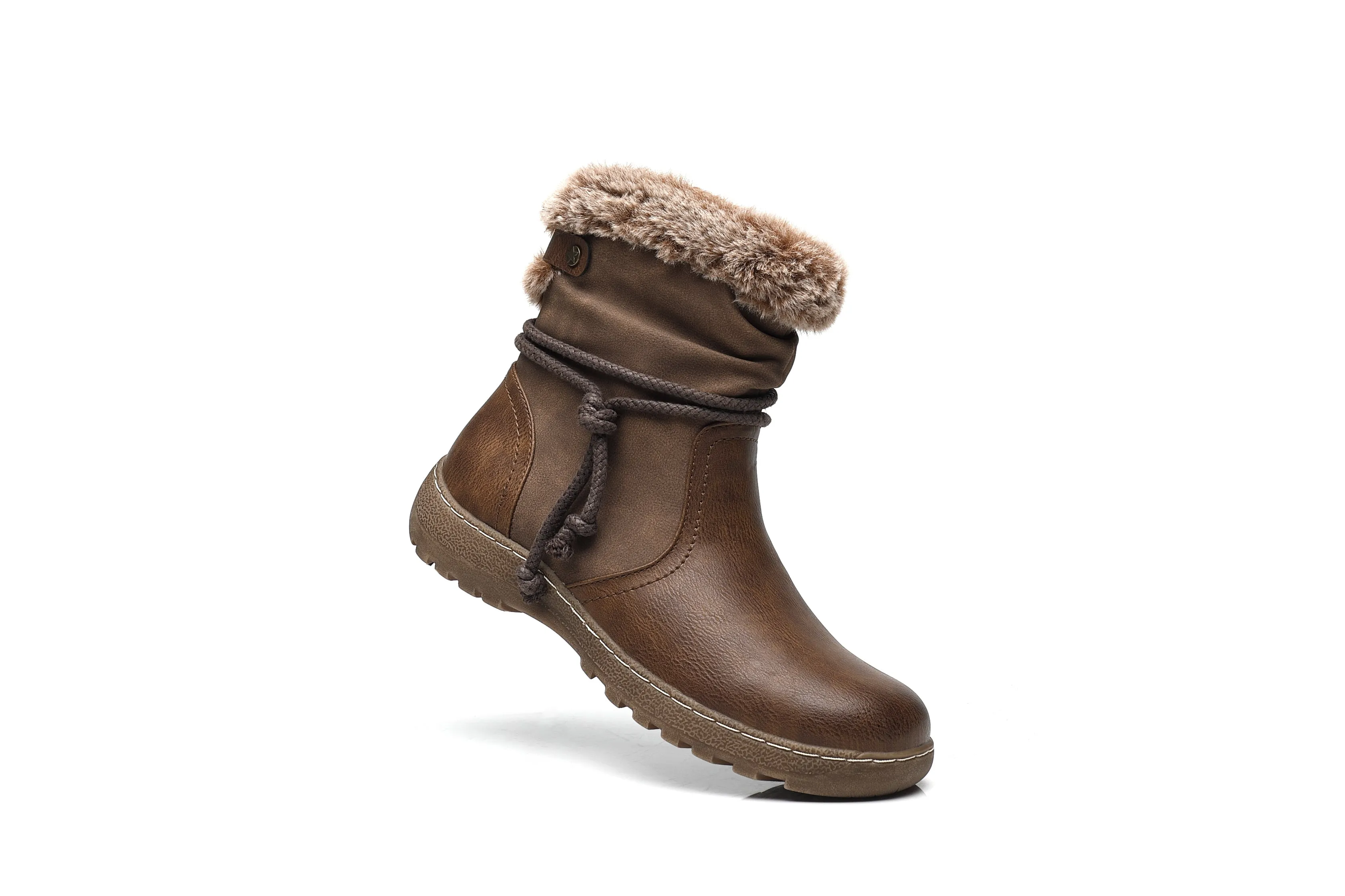 IVACHY Classic Ankle Boots- Soft Fur ankle curf- warm lining - insulated interior- slip resistant A2504