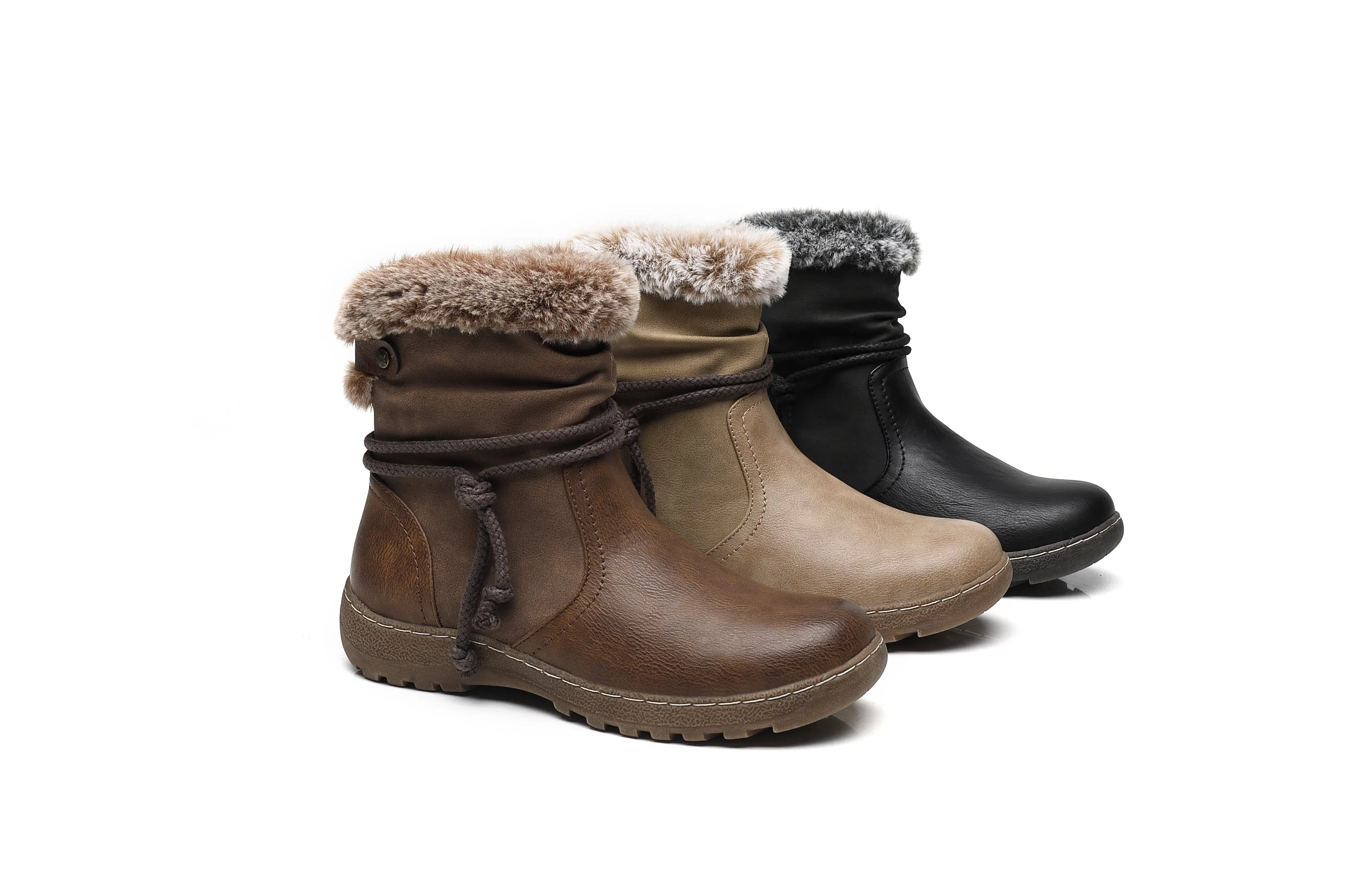 IVACHY Classic Ankle Boots- Soft Fur ankle curf- warm lining - insulated interior- slip resistant A2504