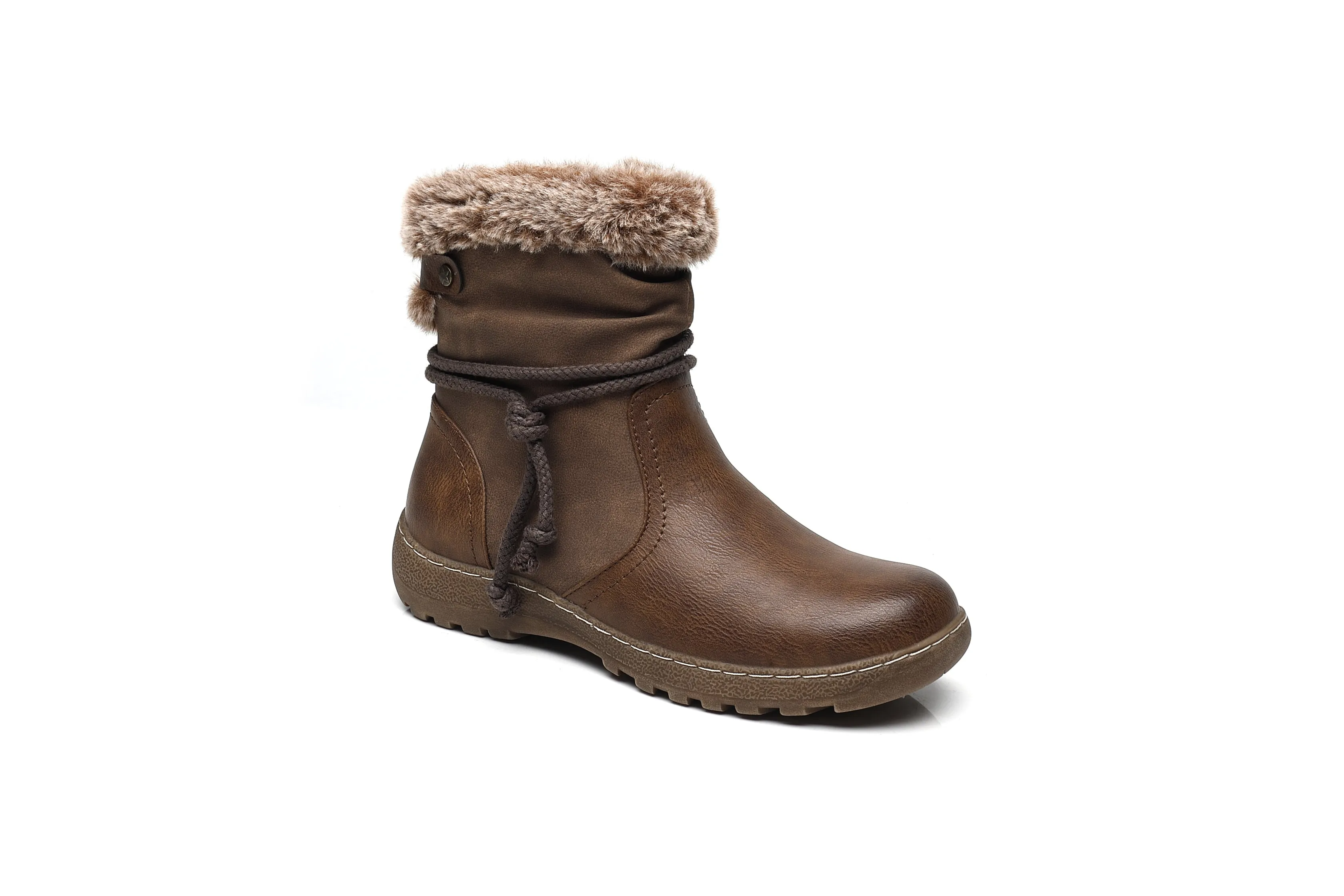 IVACHY Classic Ankle Boots- Soft Fur ankle curf- warm lining - insulated interior- slip resistant A2504