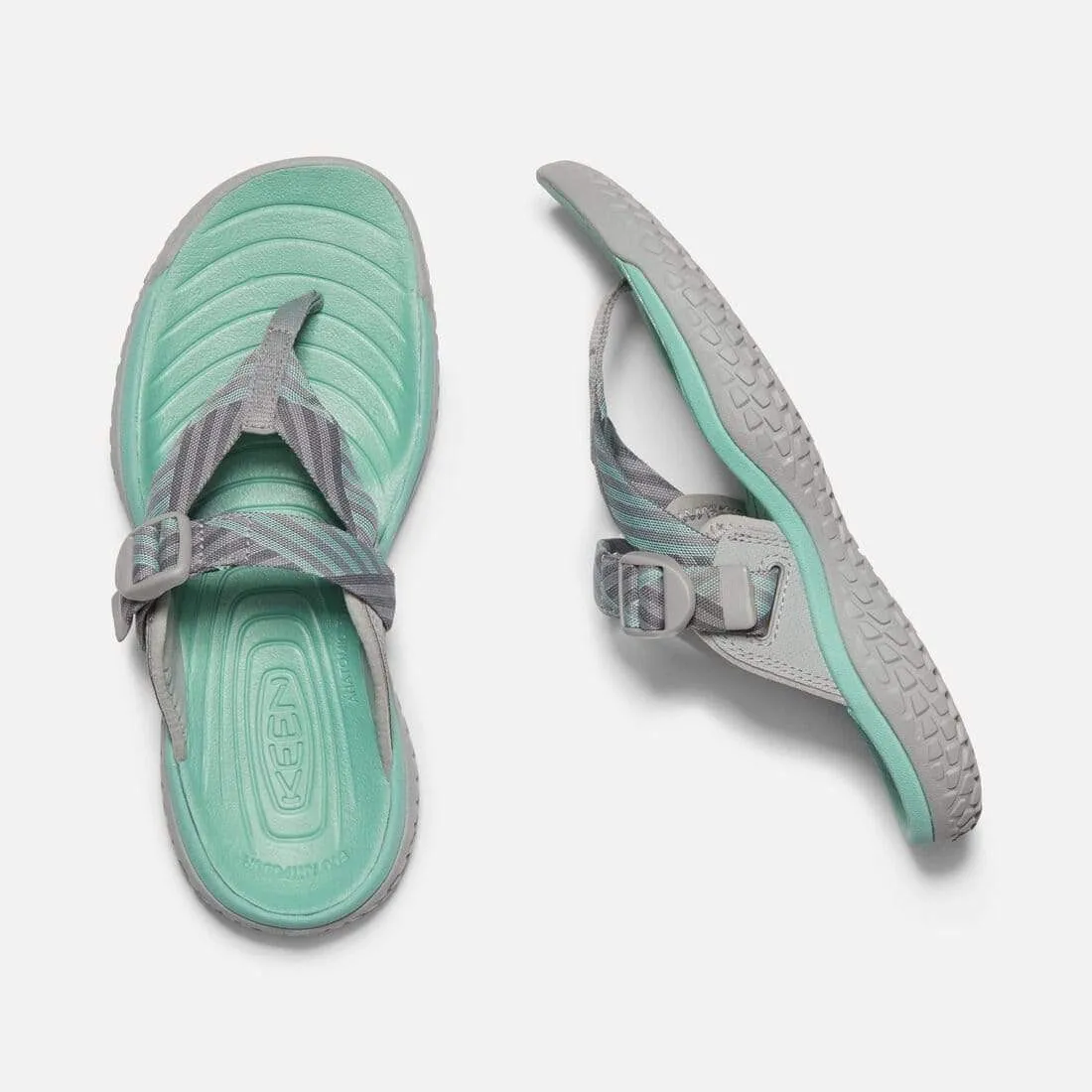 Keen Women's Solr Toe Post Sandals- Light Gray/ Ocean Wave