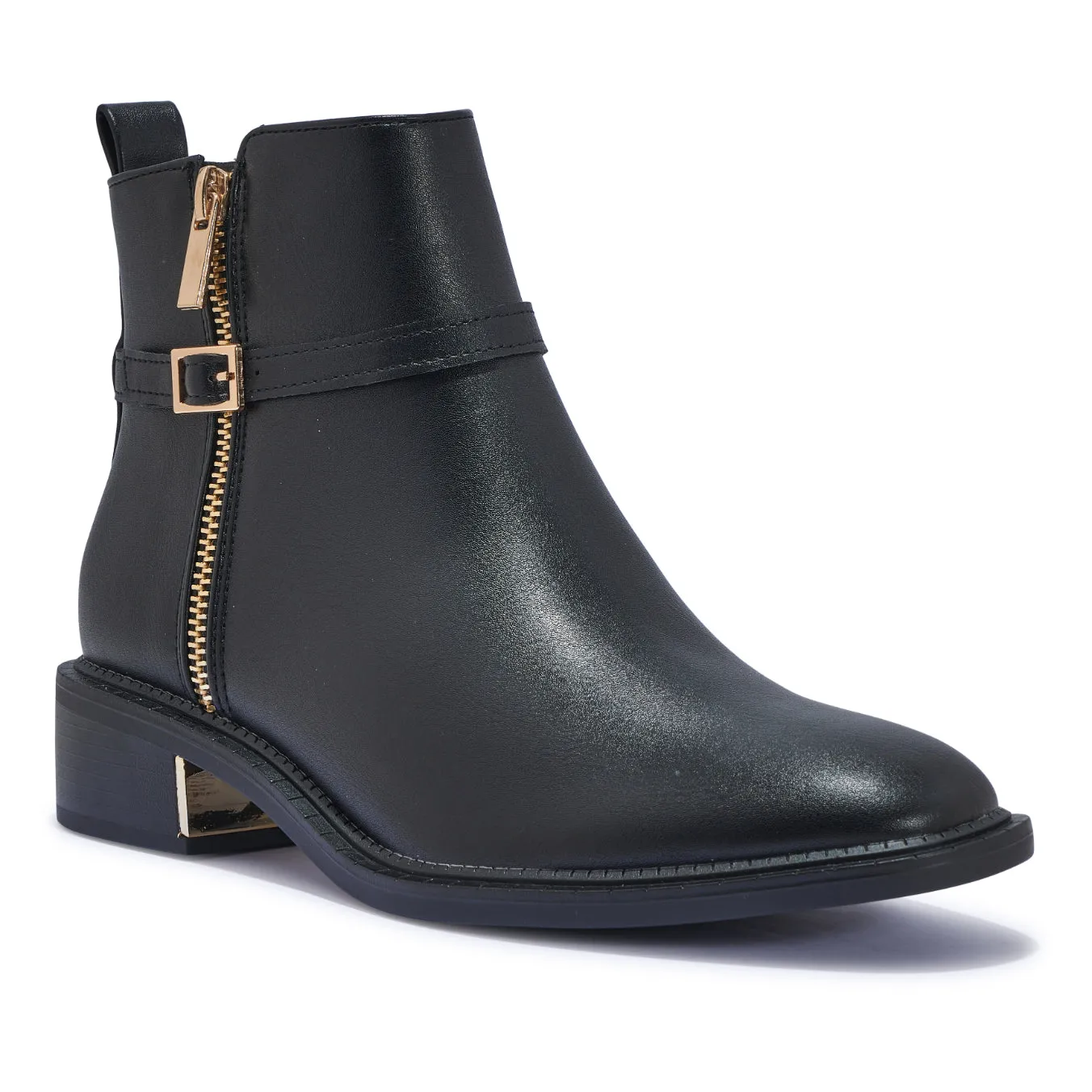 LATTE2 – LATTE2 ZIP DETAIL RIDING ANKLE BOOT WITH GOLD DETAIL