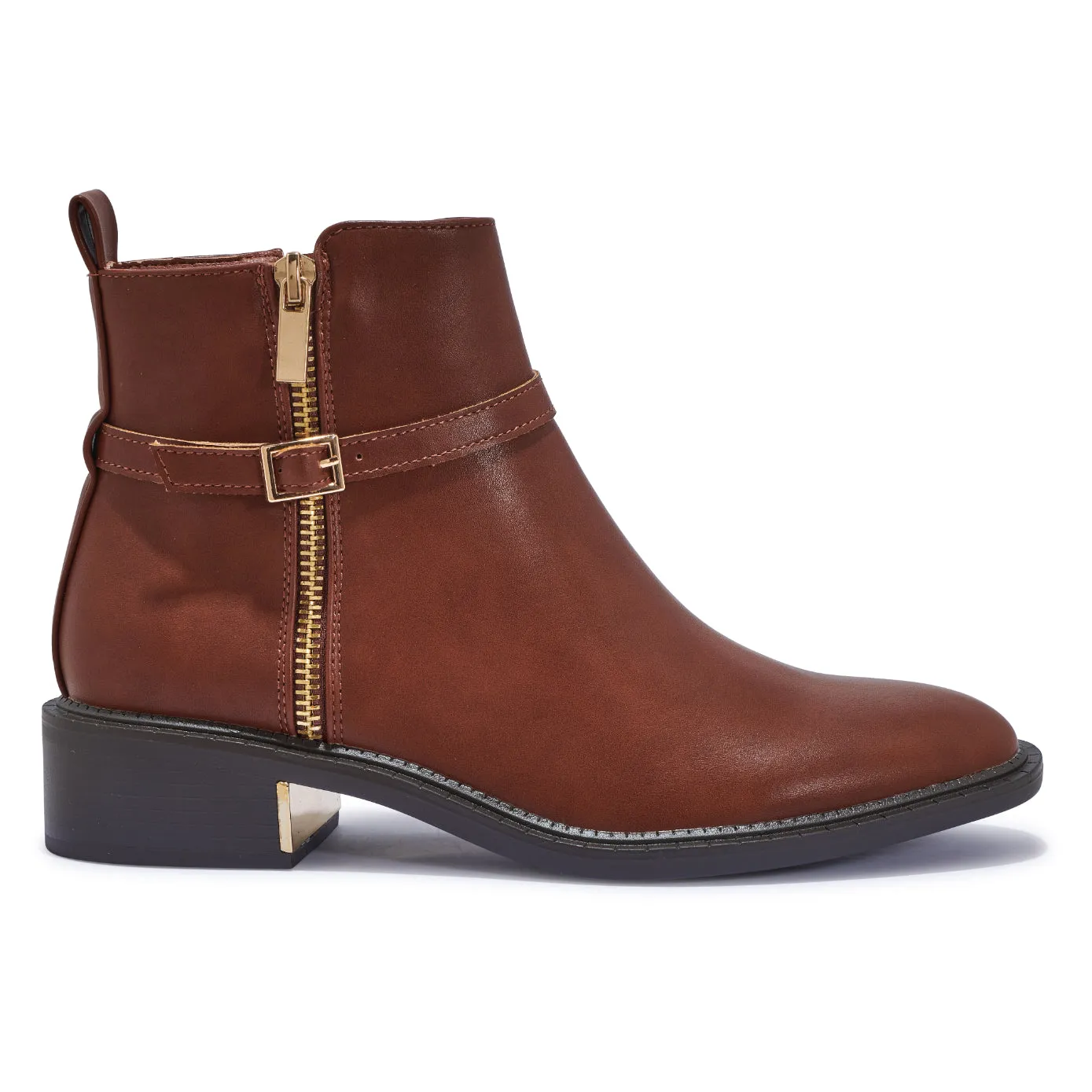 LATTE2 – LATTE2 ZIP DETAIL RIDING ANKLE BOOT WITH GOLD DETAIL