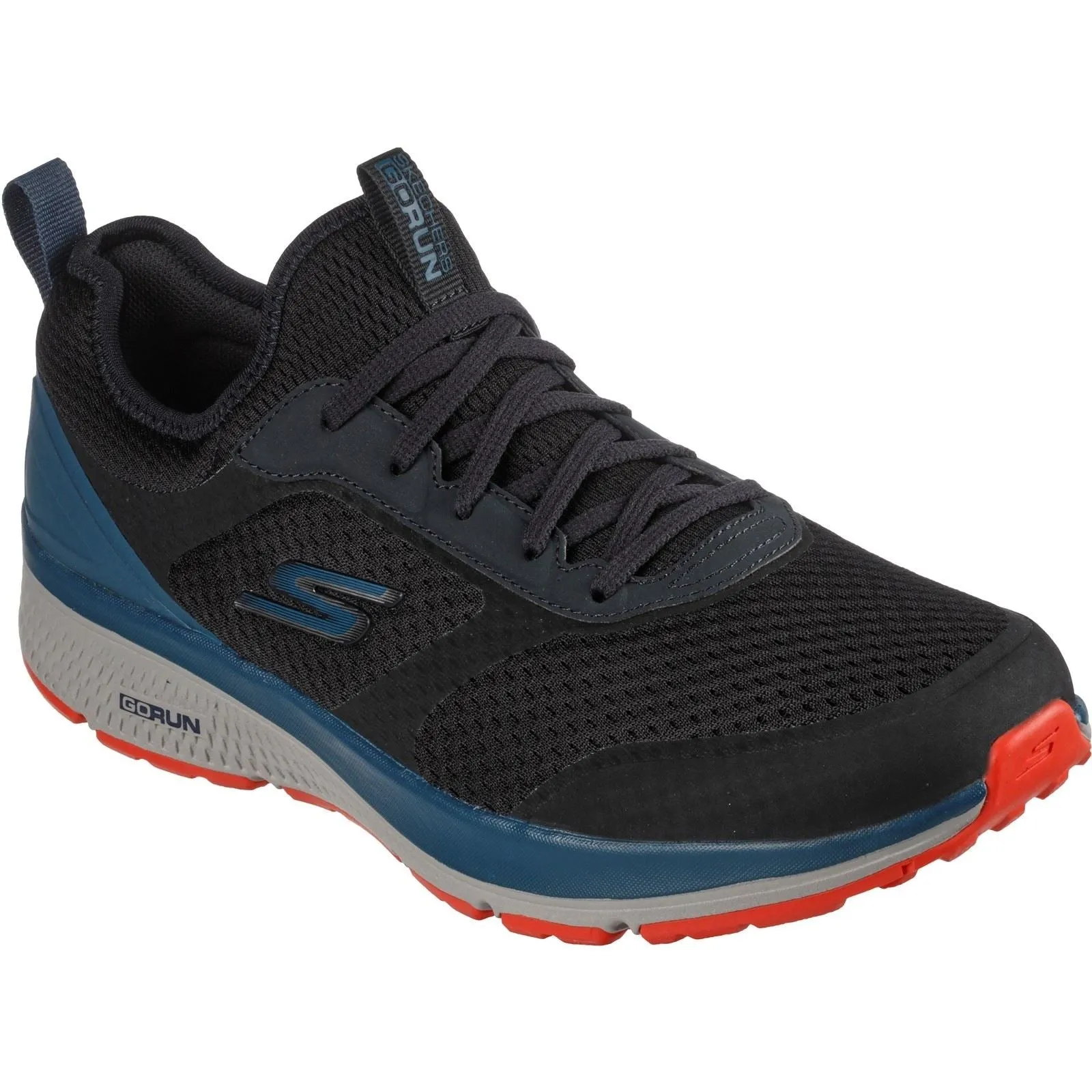 Men's Wide Fit Skechers 220102 GOrun Consistent Trainers - Black/Blue