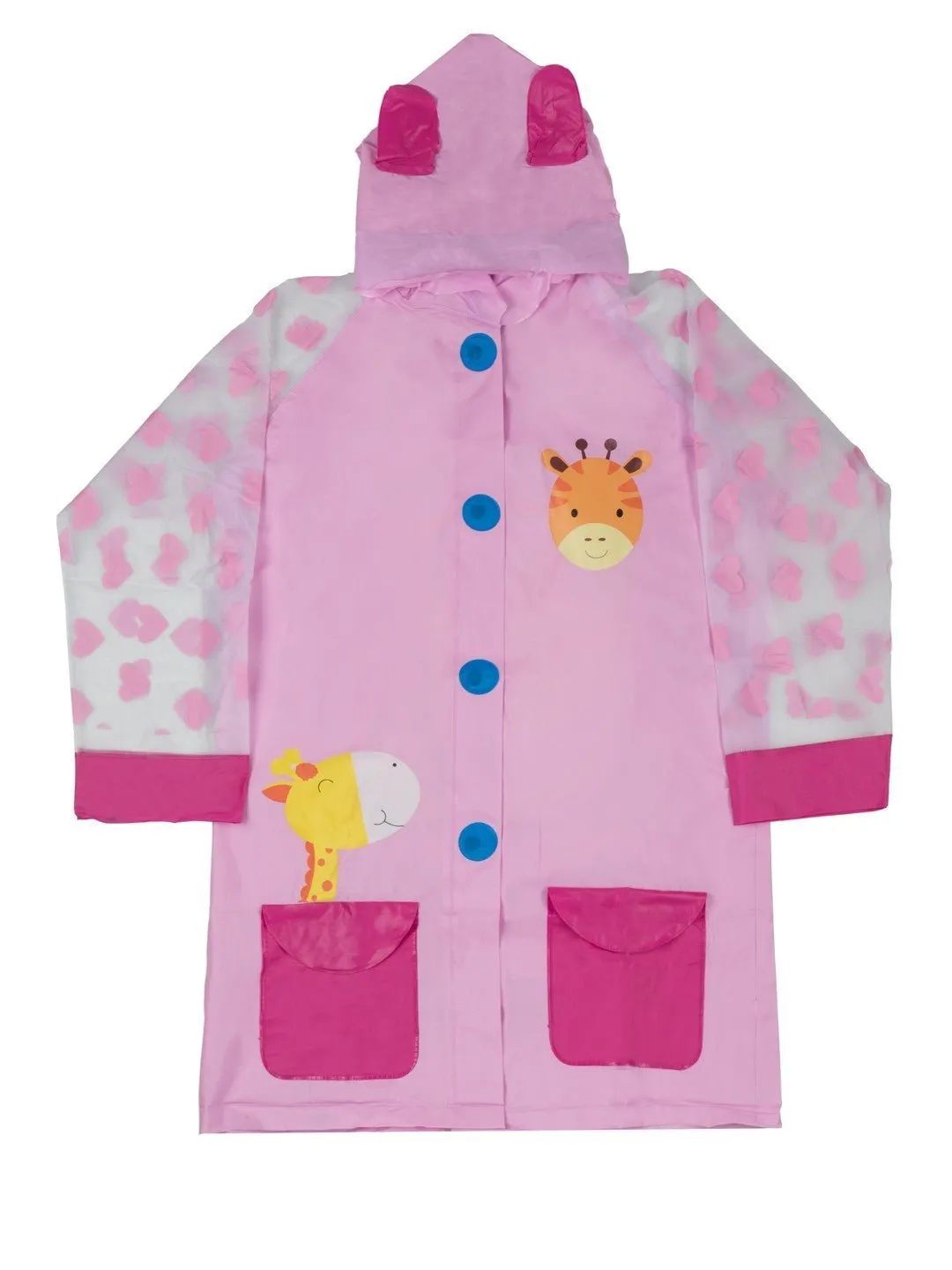 Playful Giraffe Hooded Raincoat for Girls