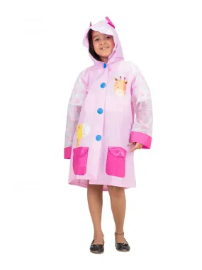 Playful Giraffe Hooded Raincoat for Girls
