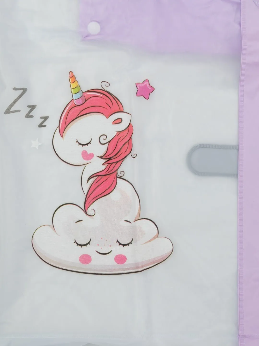 Purple Dream Unicorn Raincoat with Attached School Bag Space for Girls