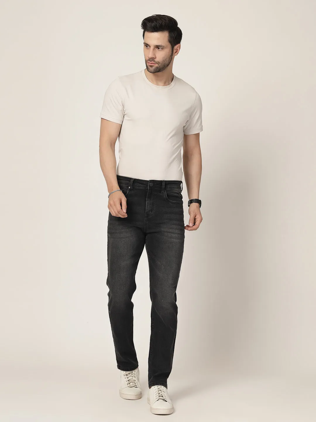 Style Quotient Men Black Regular Fit Mid Rise Stretchable Jeans