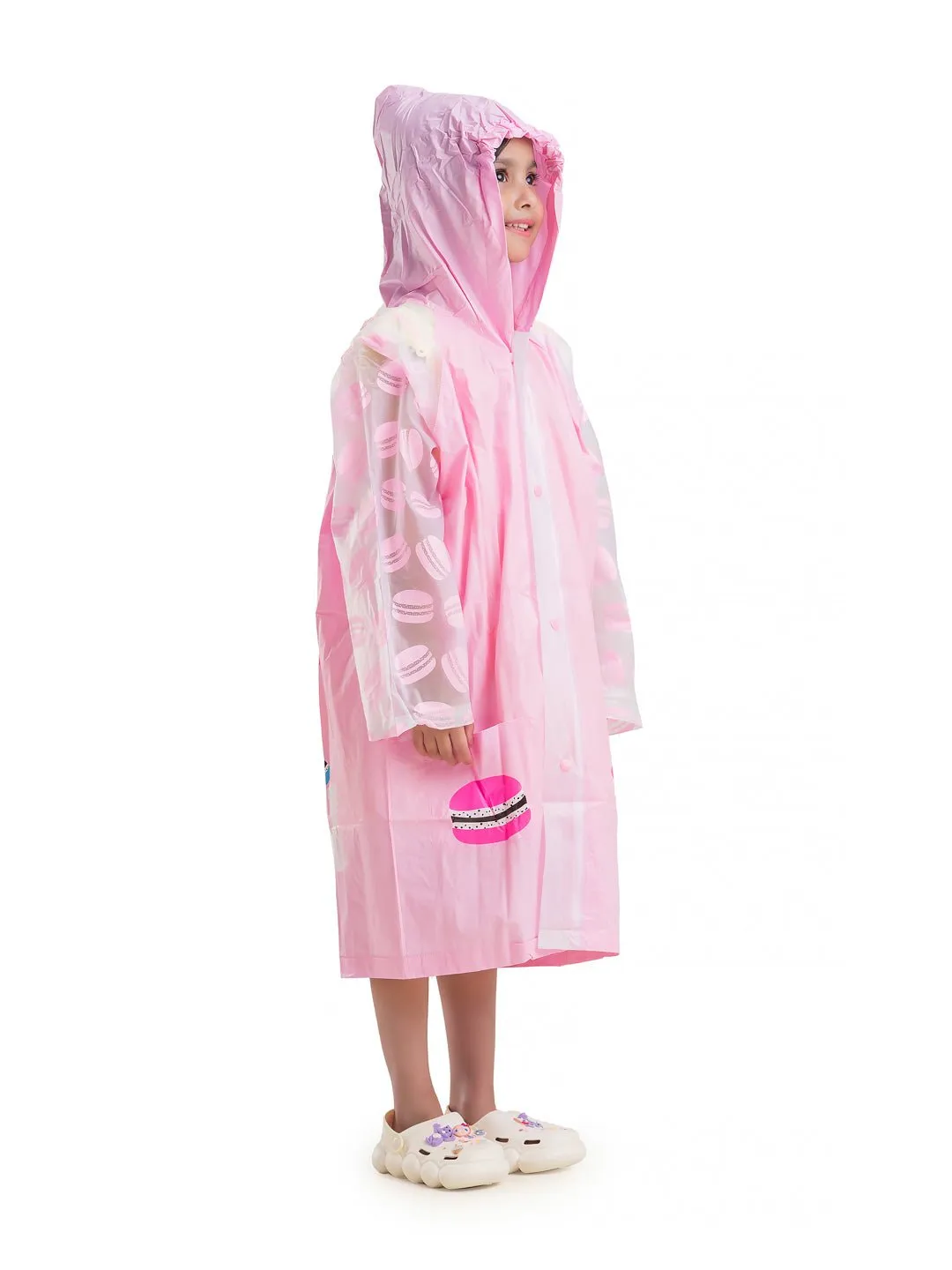 Sweet Macaron Hooded Raincoat for Girls