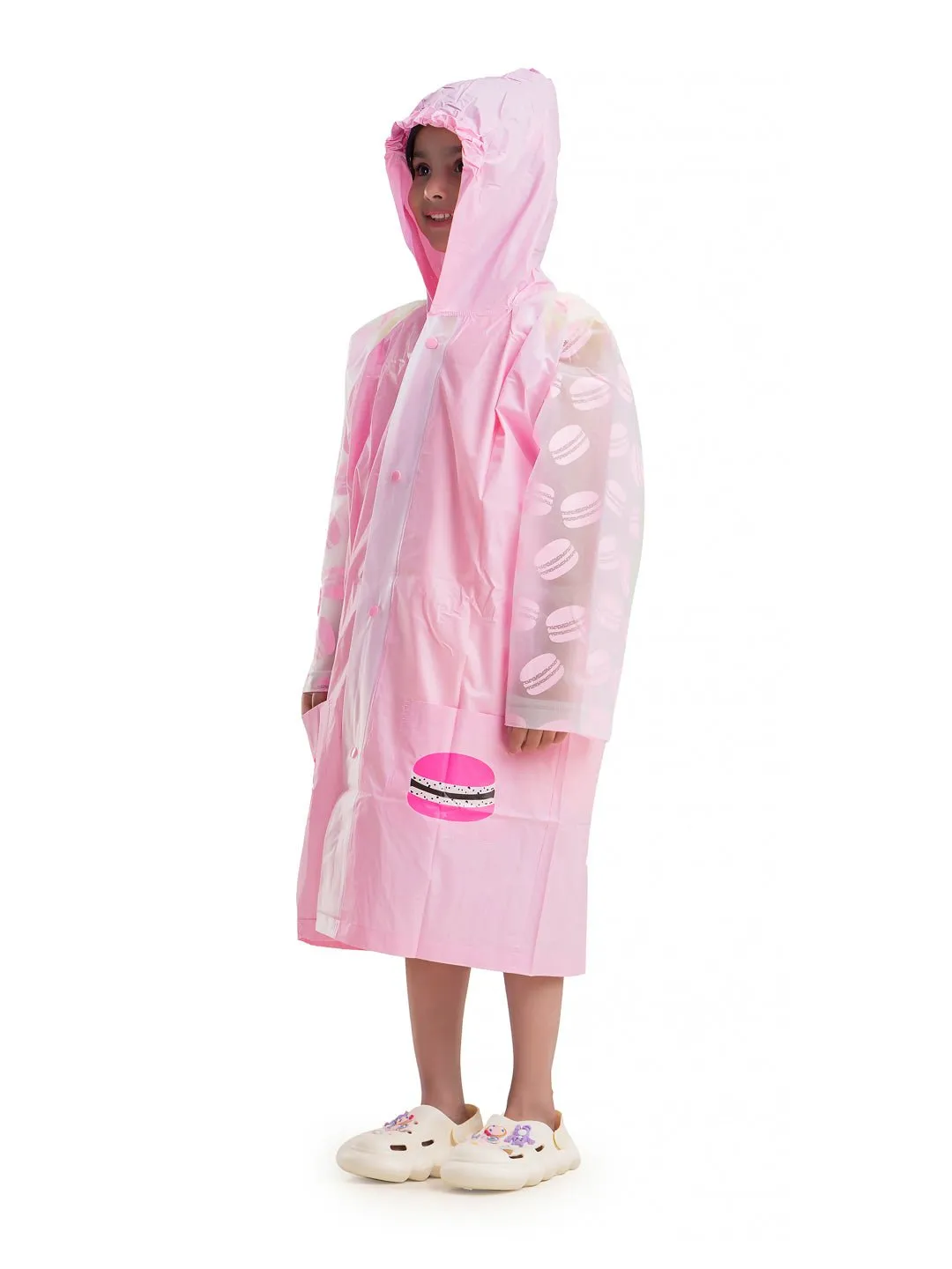 Sweet Macaron Hooded Raincoat for Girls