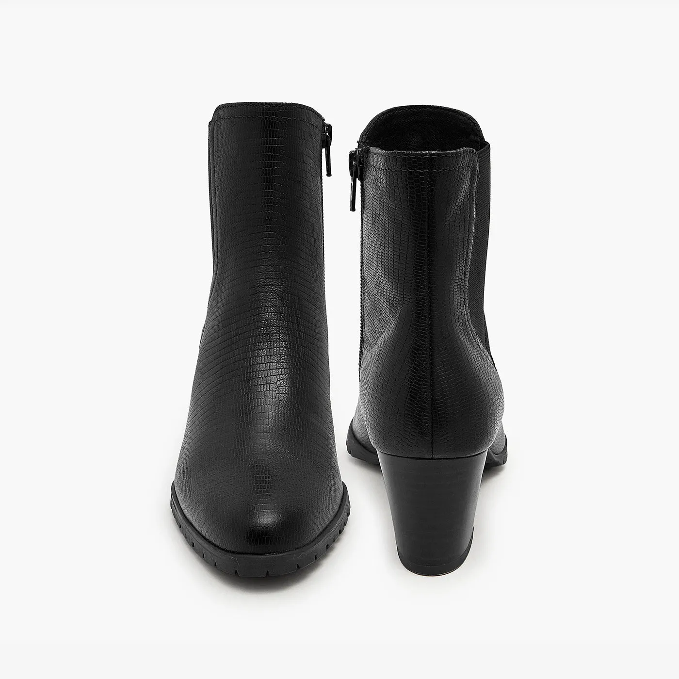 Textured High Ankle Boots