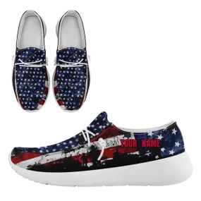 Unique Gift,Personalized  America Flag Sneakers, Custom Patriotic Loafer Shoes,  Canvas Slip On Shoes,
FN018-24020303-7w