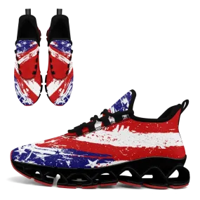 Unique Gift,Personalized Patriotic Cloud Sneakers, Custom  American Flag Design Shoes, USA Pride Comfortable Shoes