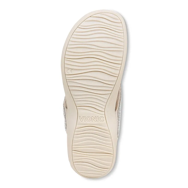 Vionic Women's Dillon Shine Flip Flops- Cream