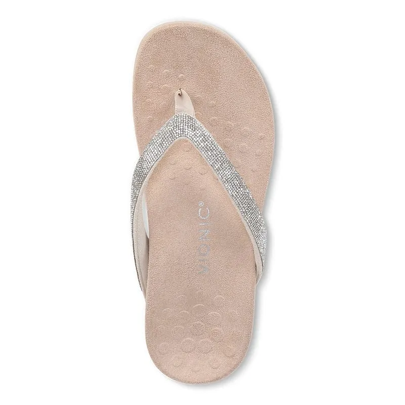 Vionic Women's Dillon Shine Flip Flops- Cream