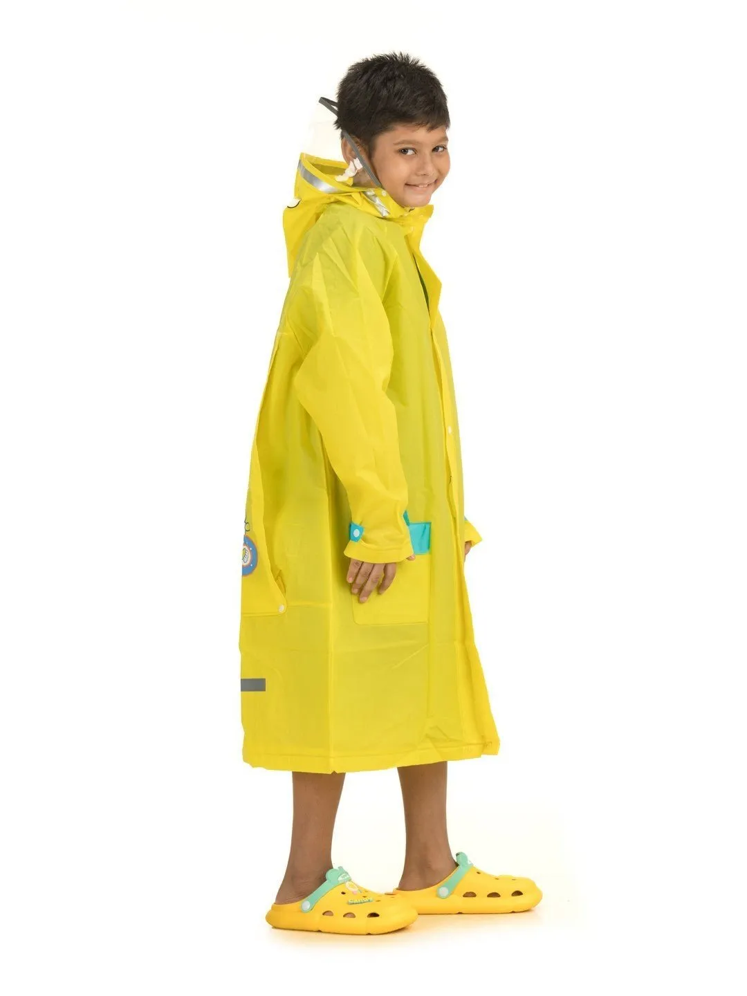 Yellow Playful Crocodile Raincoat for boys