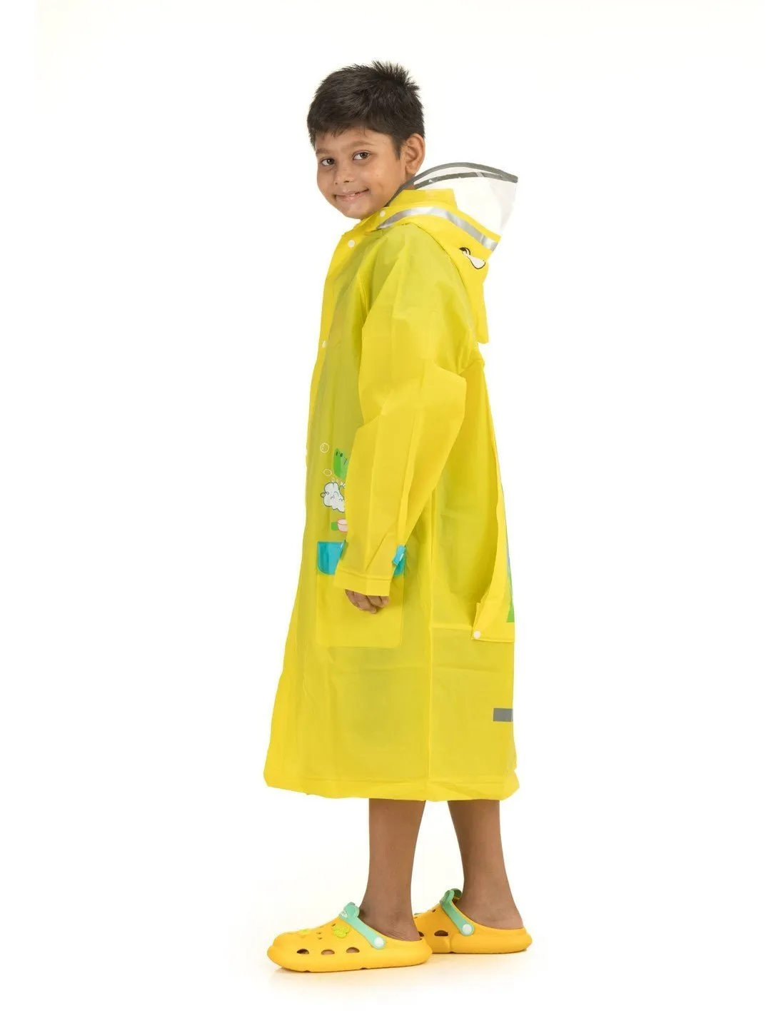 Yellow Playful Crocodile Raincoat for boys
