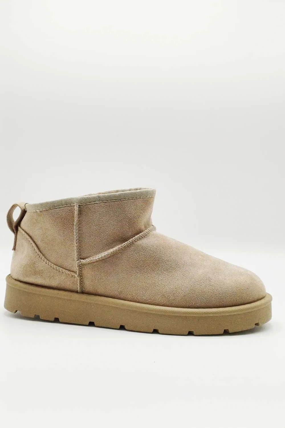 Zeda Small Flatform Faux Fur Ankle Boots in Mushroom