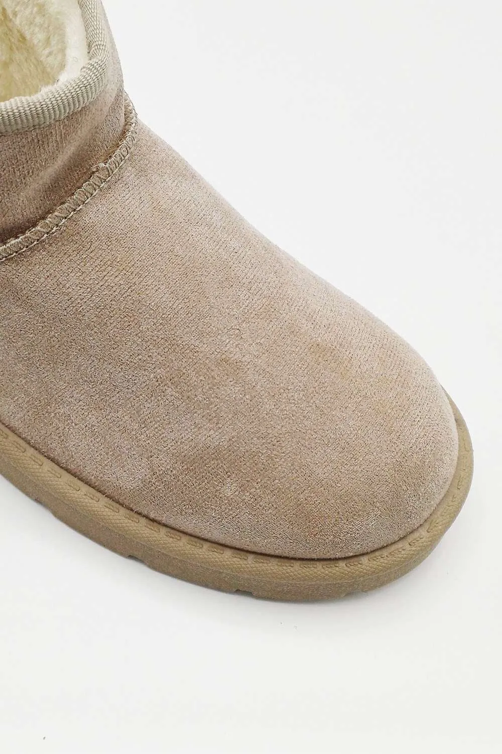 Zeda Small Flatform Faux Fur Ankle Boots in Mushroom